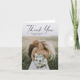 Tarjeta De Agradecimiento Boda de Foto de Escritura Simple