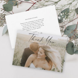 Tarjeta De Agradecimiento Boda de Foto de Escritura Simple