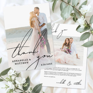 Tarjeta De Agradecimiento Boda de Foto de Escritura Simple Moderna