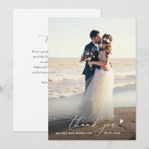 Tarjeta De Agradecimiento boda de foto de guión de moda de moda gracias