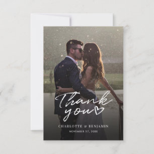 Tarjeta De Agradecimiento Boda de foto de guión manuscrito moderno