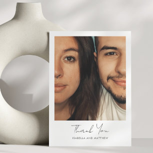 Tarjeta De Agradecimiento Boda de foto de guión moderno minimalista