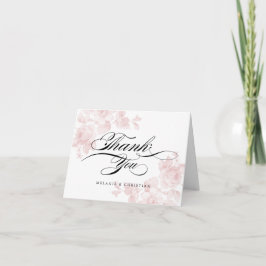 Tarjeta De Agradecimiento Boda de foto de guión rosa floral vintage