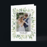 Tarjeta De Agradecimiento Boda de foto de marco de color de agua rústico<br><div class="desc">Tarjeta Rustic Watercolor Foliage Frame Photo Boda | Envíe gracias a la familia y amigos con esta tarjeta de agradecimiento de personalizable. Cuenta con ilustraciones acuáticos de una variedad de hojas de follaje. Esta tarjeta de agradecimiento es perfecta para bodas,  graduaciones y mucho más.</div>