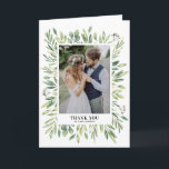 Tarjeta De Agradecimiento Boda de foto de marco de color de agua rústico<br><div class="desc">Tarjeta Rustic Watercolor Foliage Frame Photo Boda | Envíe gracias a la familia y amigos con esta tarjeta de agradecimiento de personalizable. Cuenta con ilustraciones acuáticos de una variedad de hojas de follaje. Esta tarjeta de agradecimiento es perfecta para bodas,  graduaciones y mucho más.</div>
