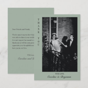 Tarjeta De Agradecimiento Boda de Foto de Mensaje Personalizado Elegante Sag