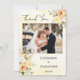 Tarjeta De Agradecimiento Boda de foto de Moda de acuarela floral rústica