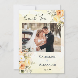 Tarjeta De Agradecimiento Boda de foto de Moda de acuarela floral rústica