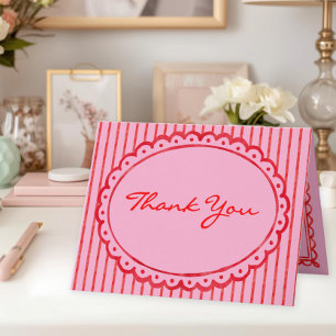 Tarjeta De Agradecimiento Boda de foto de raya de acuarela rosa rojo caprich