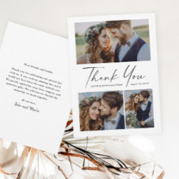 Tarjeta De Agradecimiento Boda de foto de secuencia 3 moderna