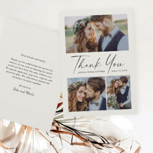 Tarjeta De Agradecimiento Boda de foto de secuencia moderna 3