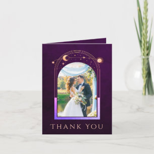 Tarjeta De Agradecimiento Boda de Foto de Sol Luna Estrellas Celestiales Cir
