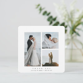 Tarjeta De Agradecimiento Boda de foto de White Elegant Square Tres