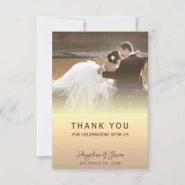 Tarjeta De Agradecimiento Boda de Foto Dorada