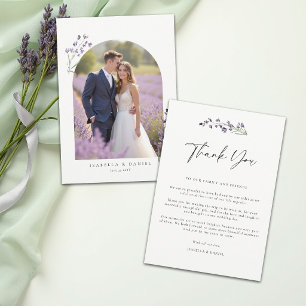 Tarjeta De Agradecimiento Boda de foto elegante acuarela delicada lavanda