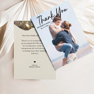 Tarjeta De Agradecimiento Boda de Foto Elegante Dorado Brillante   Personali
