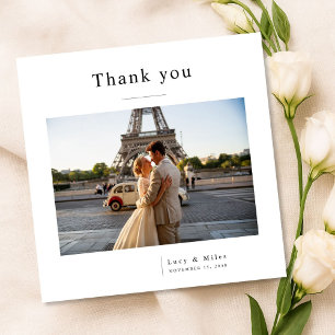 Tarjeta De Agradecimiento Boda de foto elegante minimalista moderna