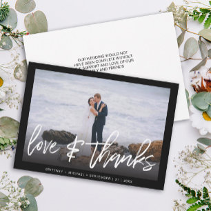 Tarjeta De Agradecimiento Boda de foto en blanco y negro moderna de amor y a
