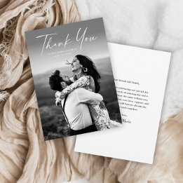 Tarjeta De Agradecimiento Boda de Foto Escritura Moderna