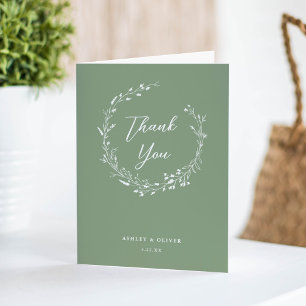 Tarjeta De Agradecimiento Boda de Foto + Flor Silvestre de Salvia Rústica