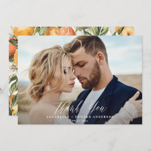 Tarjeta De Agradecimiento Boda de foto guión gracias cítricos botánicos