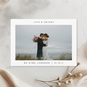 Tarjeta De Agradecimiento Boda de Foto Marco Blanco Minimalista Moderno