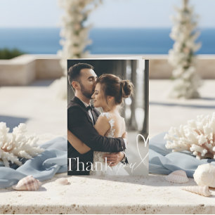 Tarjeta De Agradecimiento Boda de Foto Minimalista Corazón Moderno