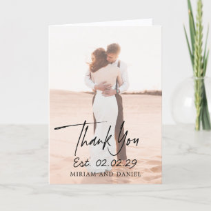 Tarjeta De Agradecimiento Boda de Foto Minimalista Moderna