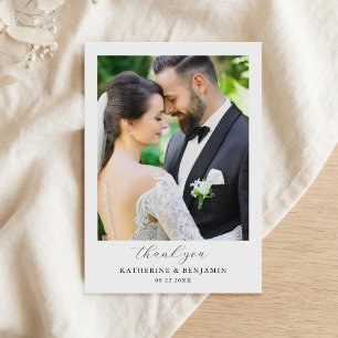 Tarjeta De Agradecimiento Boda de Foto Minimalista Moderna