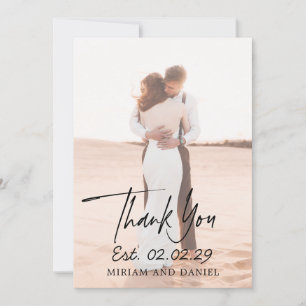 Tarjeta De Agradecimiento Boda de Foto Minimalista Moderna