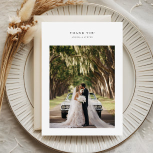 Tarjeta De Agradecimiento Boda de Foto Minimalista Simple Moderna