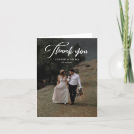 Tarjeta De Agradecimiento Boda de foto moderna con guión mínimo