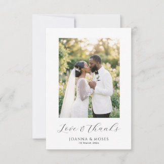 Tarjeta De Agradecimiento Boda de Foto Moderna con Guión Simple