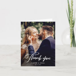 Tarjeta De Agradecimiento Boda de Foto Moderna con Letra Minima