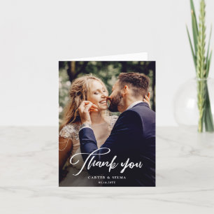 Tarjeta De Agradecimiento Boda de Foto Moderna con Letra Minima