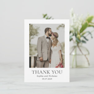 Tarjeta De Agradecimiento Boda de Foto Moderna en Blanco y Negro Simple