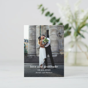 Tarjeta De Agradecimiento Boda de Foto Moderna Mínima