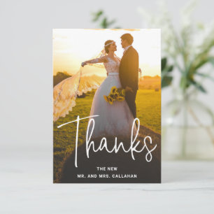 Tarjeta De Agradecimiento Boda de Foto Moderna Simple Amor y Gracias