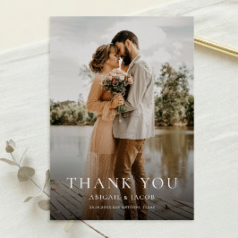 Tarjeta De Agradecimiento Boda de Foto Moderna Simple y Elegante