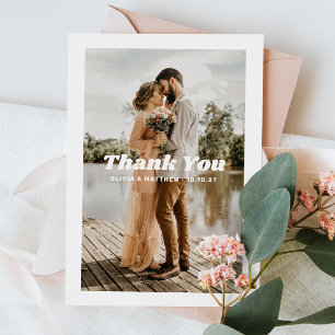 Tarjeta De Agradecimiento Boda de Foto Moderna Tipografía Minimalista Limp