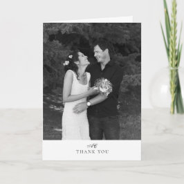 Tarjeta De Agradecimiento Boda de Foto Monograma Chic Moderno