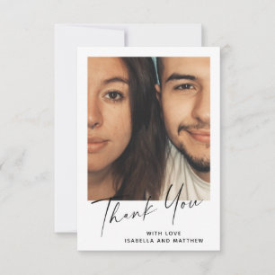 Tarjeta De Agradecimiento Boda de Foto Personalizada de Escritura Moderna Mí