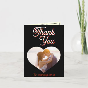 Tarjeta De Agradecimiento Boda de Foto Personalizada Moderna Mínima