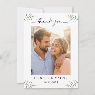 Tarjeta De Agradecimiento Boda de Foto Personalizada Rústica Minimalista