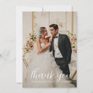 Tarjeta De Agradecimiento Boda de Foto personalizada Simple Moderna