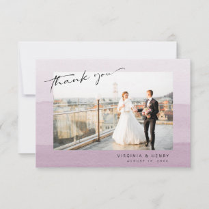 Tarjeta De Agradecimiento Boda de Foto Púrpura