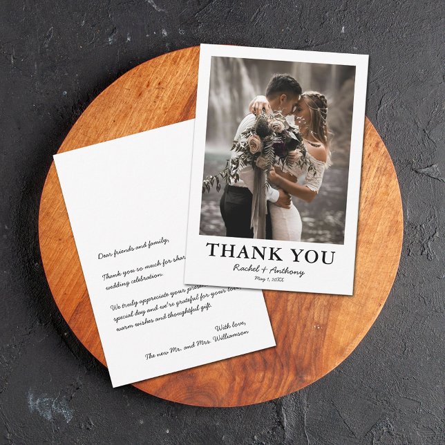 Tarjeta De Agradecimiento Boda de Foto Simple (Small simple photo wedding thank you cards)