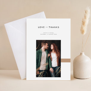 Tarjeta De Agradecimiento Boda de Foto Simple Elegante Moderna