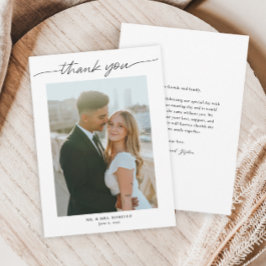 Tarjeta De Agradecimiento Boda de Foto Simple Letra Moderna