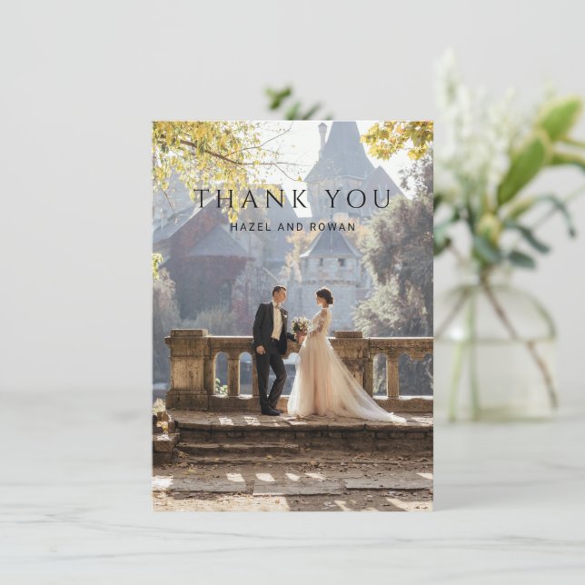 Tarjeta De Agradecimiento Boda de Foto Simple Moderna (Anverso de pie)